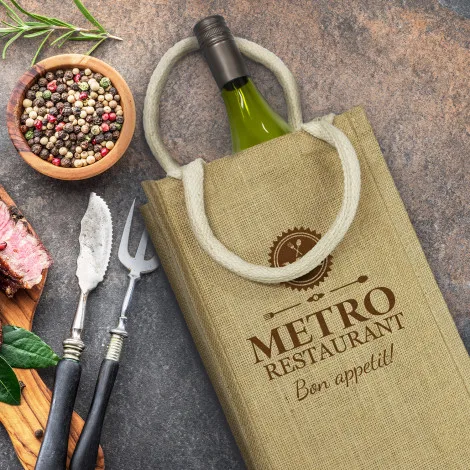 Promotional Donato Jute Double Wine Carrier