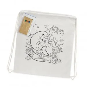 Promotional Cotton Colouring Drawstring Backpack
