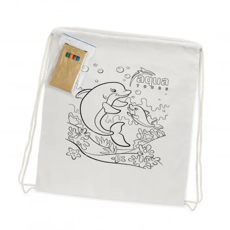 Promotional Cotton Colouring Drawstring Backpack