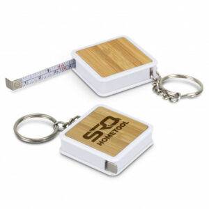 Promotional Bamboo Tape Measure Key Ring